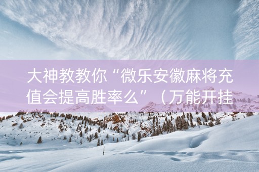 大神教教你“微乐安徽麻将充值会提高胜率么”（万能开挂器)