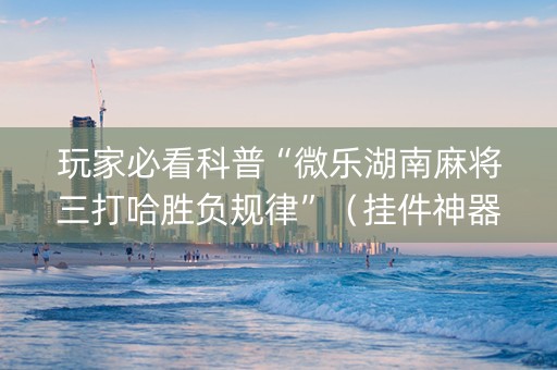 玩家必看科普“微乐湖南麻将三打哈胜负规律”（挂件神器)