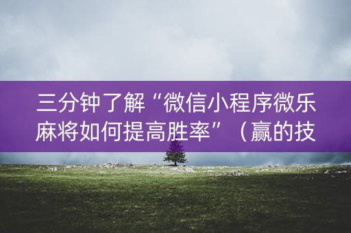 三分钟了解“微信小程序微乐麻将如何提高胜率”（赢的技巧规律)