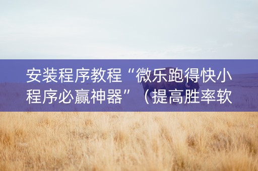 安装程序教程“微乐跑得快小程序必赢神器”（提高胜率软件)