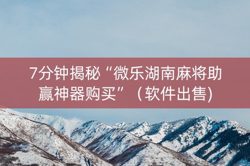 7分钟揭秘“微乐湖南麻将助赢神器购买”（软件出售)