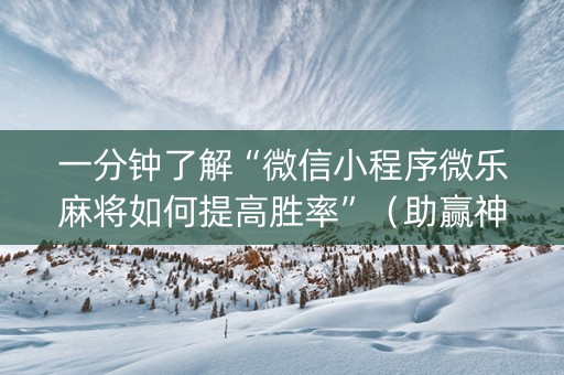 一分钟了解“微信小程序微乐麻将如何提高胜率”（助赢神器购买)