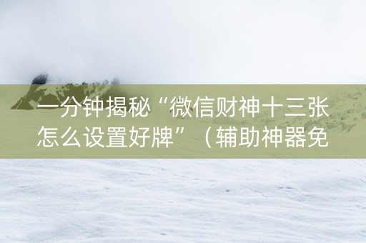 一分钟揭秘“微信财神十三张怎么设置好牌”（辅助神器免费)