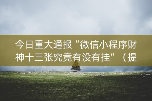 今日重大通报“微信小程序财神十三张究竟有没有挂”（提高胜率软件)