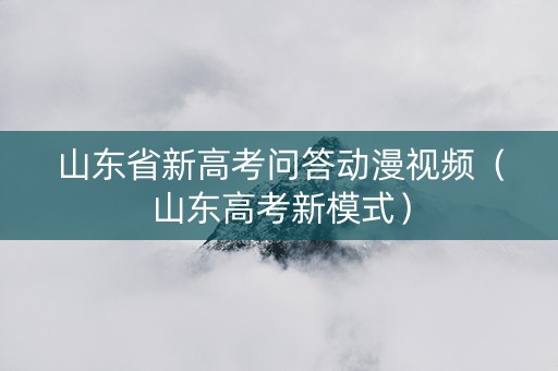 山东省新高考问答动漫视频（山东高考新模式）