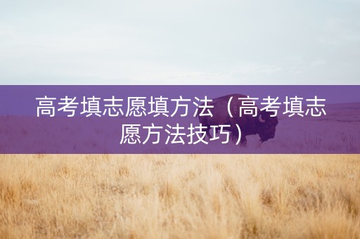 高考填志愿填方法（高考填志愿方法技巧）