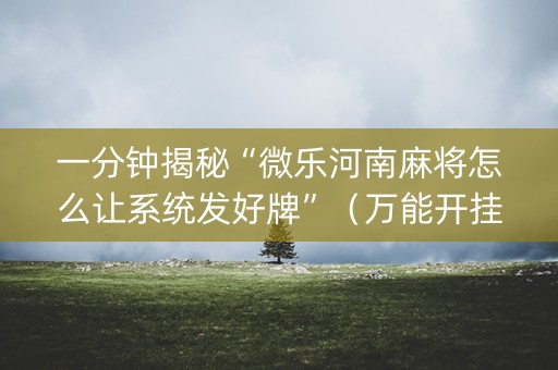 一分钟揭秘“微乐河南麻将怎么让系统发好牌”（万能开挂神器)