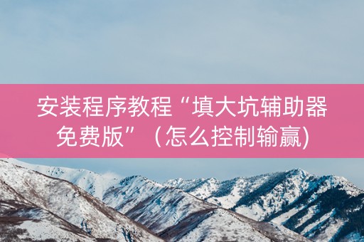 安装程序教程“填大坑辅助器免费版”（怎么控制输赢)