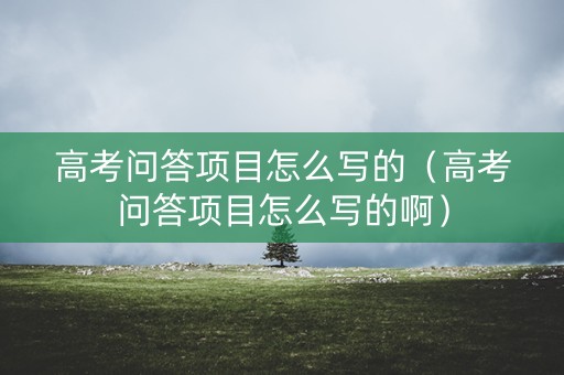 高考问答项目怎么写的（高考问答项目怎么写的啊）