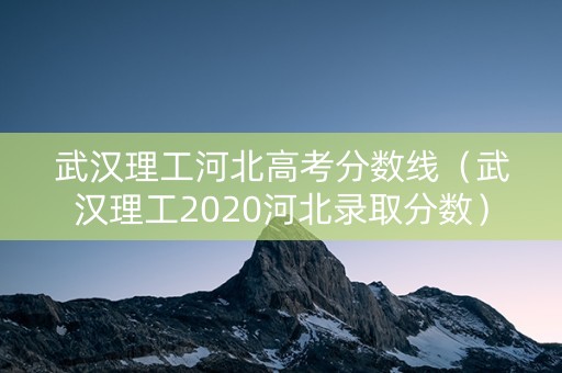武汉理工河北高考分数线（武汉理工2020河北录取分数）