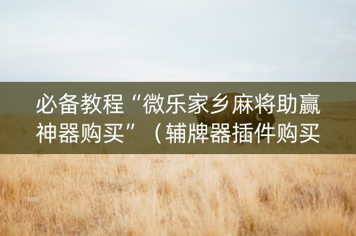 必备教程“微乐家乡麻将助赢神器购买”（辅牌器插件购买)