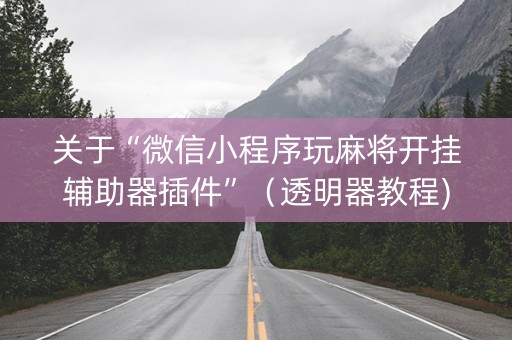 关于“微信小程序玩麻将开挂辅助器插件”（透明器教程)