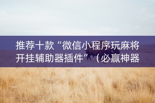 推荐十款“微信小程序玩麻将开挂辅助器插件”（必赢神器辅助器)