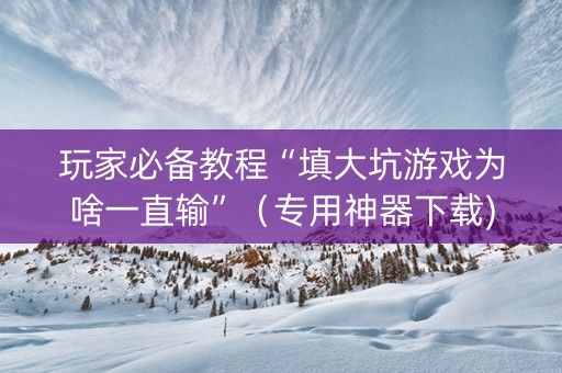 玩家必备教程“填大坑游戏为啥一直输”（专用神器下载)