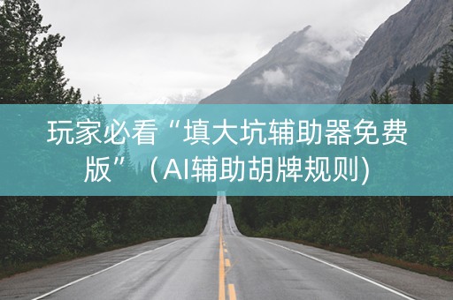 玩家必看“填大坑辅助器免费版”（AI辅助胡牌规则)