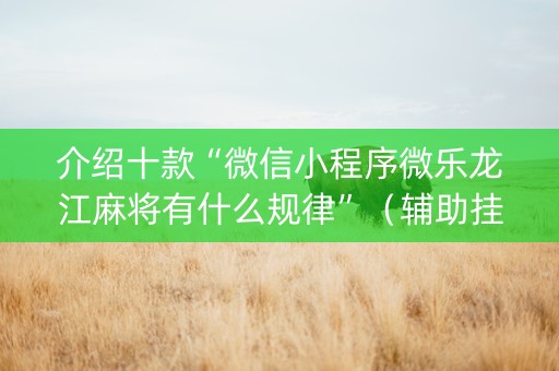 介绍十款“微信小程序微乐龙江麻将有什么规律”（辅助挂发牌规律)