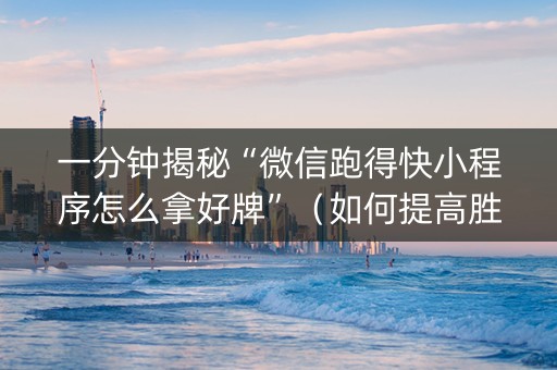 一分钟揭秘“微信跑得快小程序怎么拿好牌”（如何提高胜率)