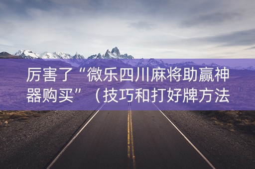 厉害了“微乐四川麻将助赢神器购买”（技巧和打好牌方法)