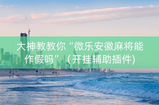 大神教教你“微乐安徽麻将能作假吗”（开挂辅助插件)