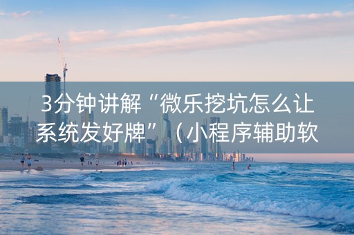 3分钟讲解“微乐挖坑怎么让系统发好牌”（小程序辅助软件)