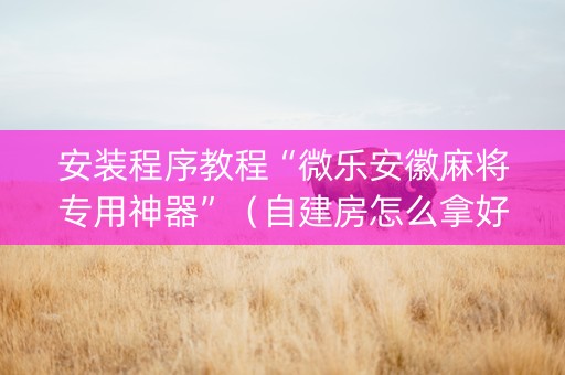 安装程序教程“微乐安徽麻将专用神器”（自建房怎么拿好牌)