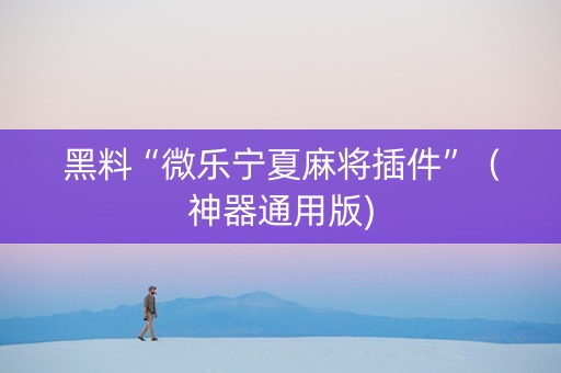 黑料“微乐宁夏麻将插件”（神器通用版)