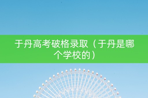 于丹高考破格录取（于丹是哪个学校的）