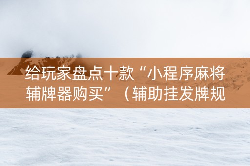 给玩家盘点十款“小程序麻将辅牌器购买”（辅助挂发牌规律)