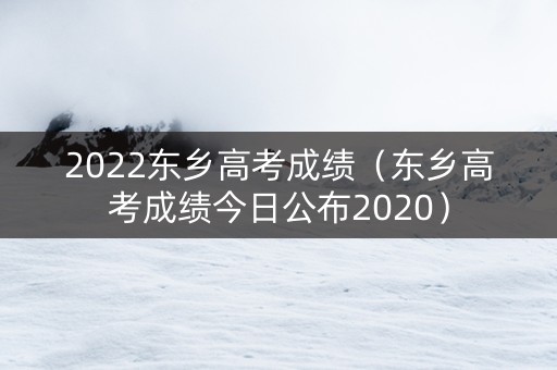 2022东乡高考成绩（东乡高考成绩今日公布2020）