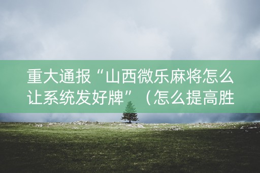 重大通报“山西微乐麻将怎么让系统发好牌”（怎么提高胜率)
