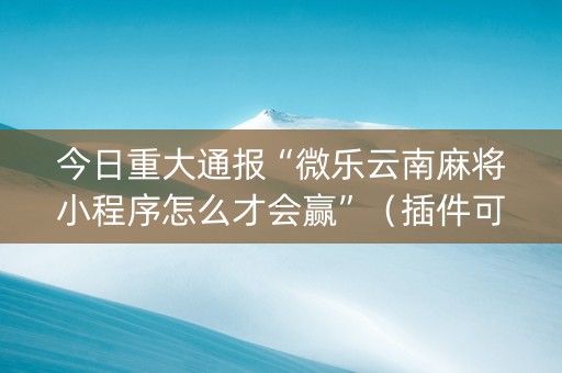 今日重大通报“微乐云南麻将小程序怎么才会赢”（插件可信吗)