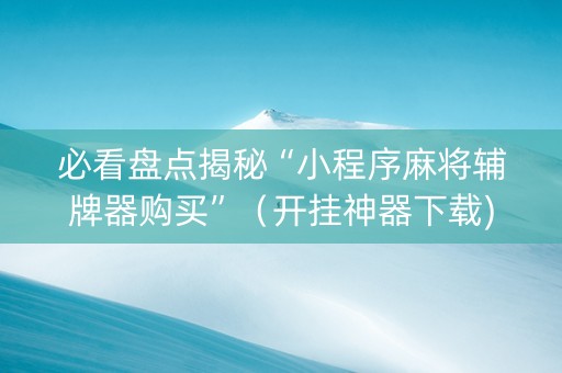 必看盘点揭秘“小程序麻将辅牌器购买”（开挂神器下载)