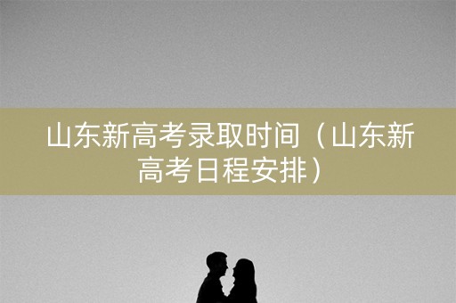 山东新高考录取时间（山东新高考日程安排）