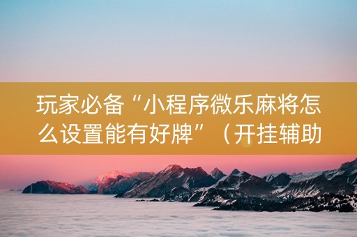 玩家必备“小程序微乐麻将怎么设置能有好牌”（开挂辅助脚本)