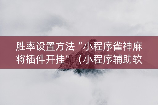 胜率设置方法“小程序雀神麻将插件开挂”（小程序辅助软件)