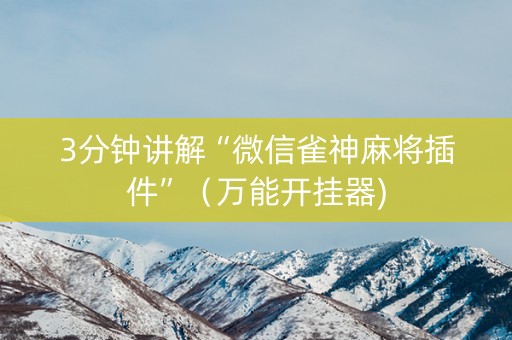 3分钟讲解“微信雀神麻将插件”（万能开挂器)