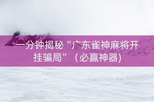 一分钟揭秘“广东雀神麻将开挂骗局”（必赢神器)