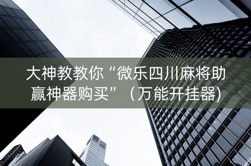 大神教教你“微乐四川麻将助赢神器购买”（万能开挂器)
