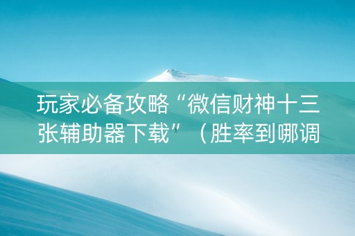 玩家必备攻略“微信财神十三张辅助器下载”（胜率到哪调)