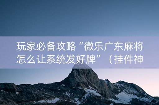 玩家必备攻略“微乐广东麻将怎么让系统发好牌”（挂件神器)
