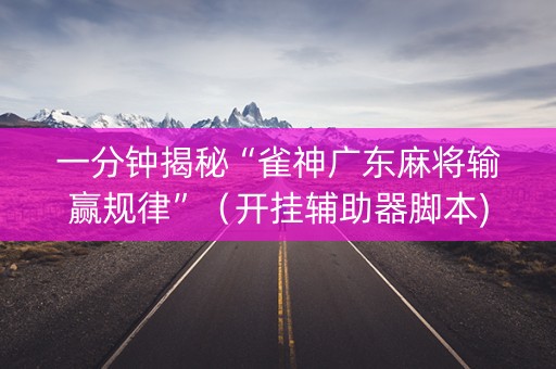 一分钟揭秘“雀神广东麻将输赢规律”（开挂辅助器脚本)