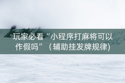 玩家必看“小程序打麻将可以作假吗”（辅助挂发牌规律)