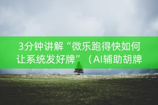 3分钟讲解“微乐跑得快如何让系统发好牌”（AI辅助胡牌规则)