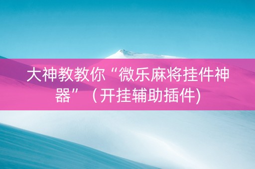 大神教教你“微乐麻将挂件神器”（开挂辅助插件)