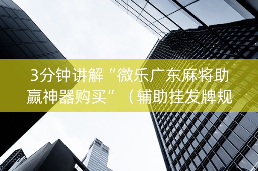 3分钟讲解“微乐广东麻将助赢神器购买”（辅助挂发牌规律)