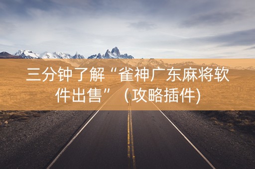 三分钟了解“雀神广东麻将软件出售”（攻略插件)