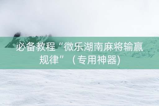 必备教程“微乐湖南麻将输赢规律”（专用神器)