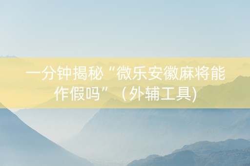 一分钟揭秘“微乐安徽麻将能作假吗”（外辅工具)