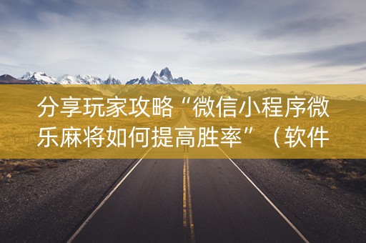 分享玩家攻略“微信小程序微乐麻将如何提高胜率”（软件出售)