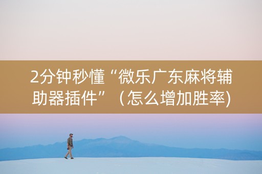 2分钟秒懂“微乐广东麻将辅助器插件”（怎么增加胜率)
